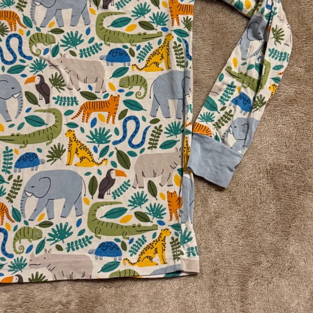 Little Sleepies Safari Bamboo Viscose Pajama Set 3T Blue Jungle Animal Print